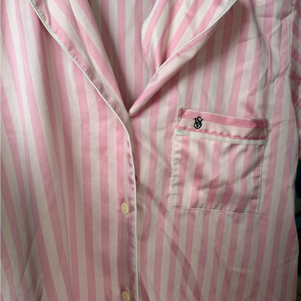 Victoria's Secret Pink Button Down Shirt Casual Sleepwear Night short sleeve top - Picture 10 of 11